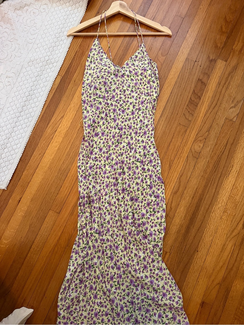 Zara Lavender Floral Slip Maxi Dress on Cream